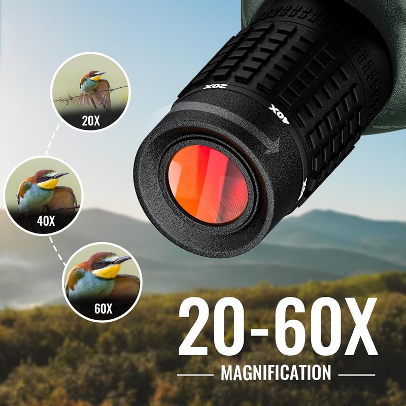 NEYLANG 20-60X80 Spotting Scope for Shooting Hunting - Spotter Scopes with Tripod Phone Adapter Waterproof HD Scope for Bird Watching Wildlife Scenery - Image 2
